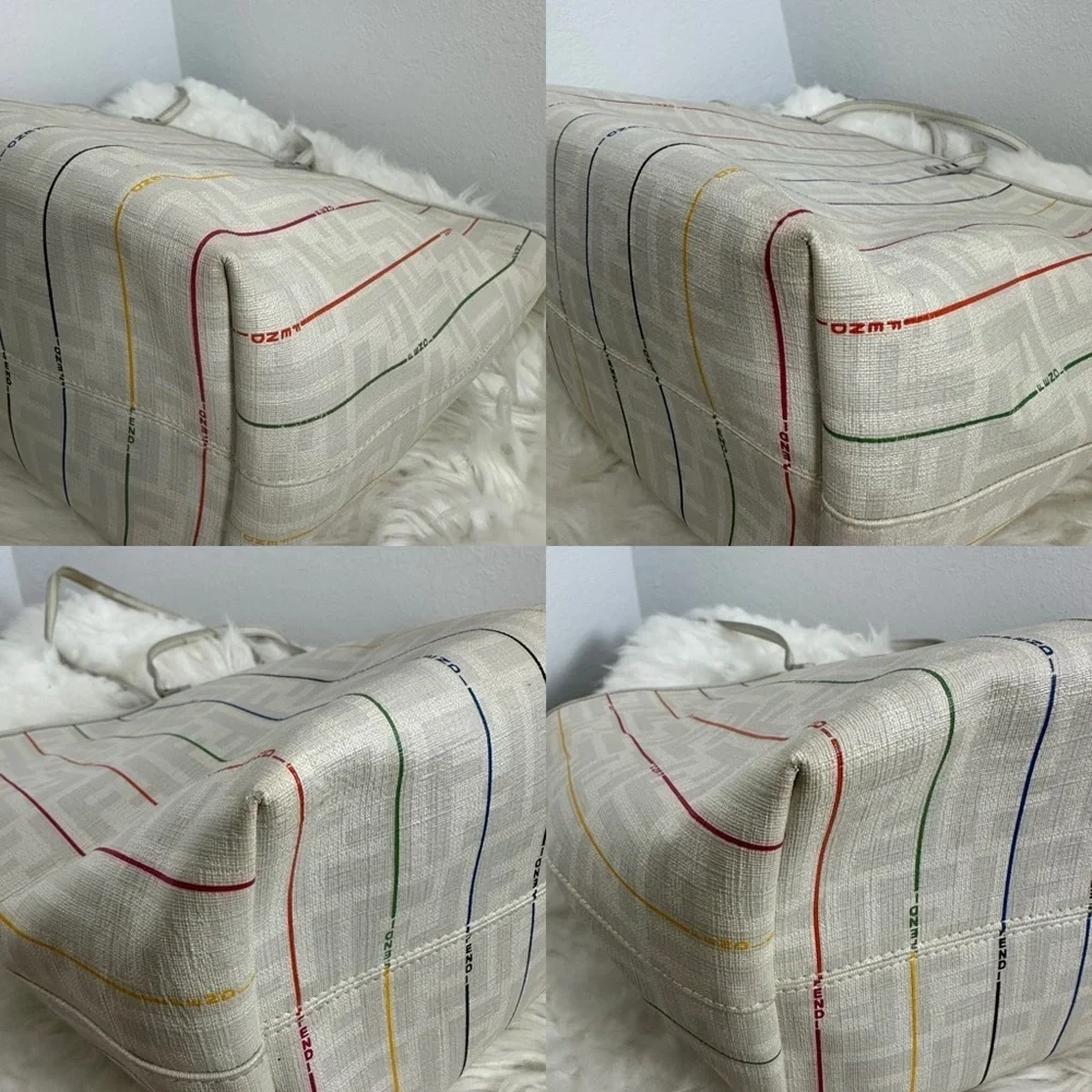 💯Authentic FENDI
Zucca Spalmati Striped Large Roll Tote White Multicolor🍀 - Picture 11 of 15